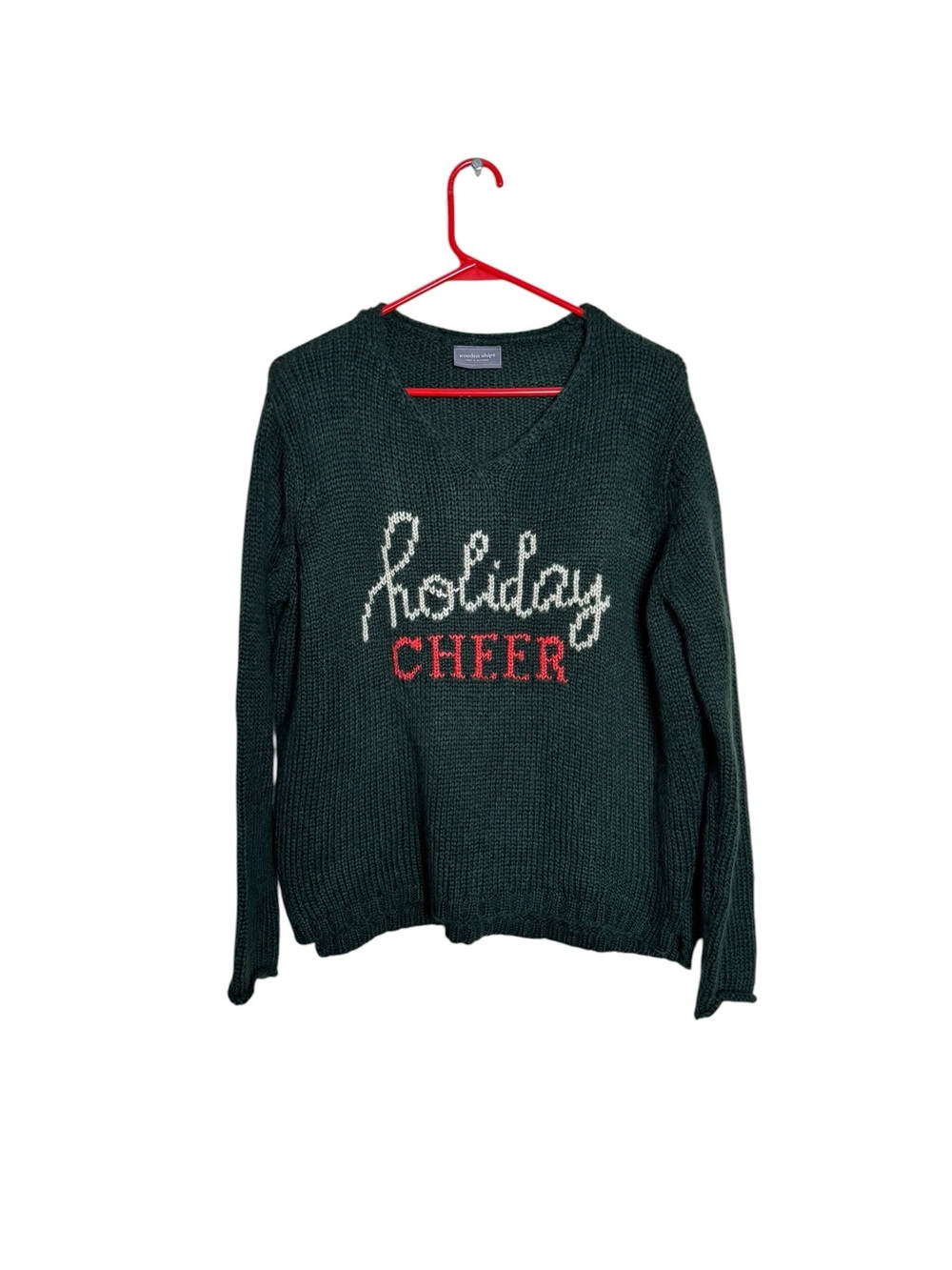 Wooden Ships Dark Green 'Holiday Cheer' Sweater Size XS Mohair Wool Blend EUC